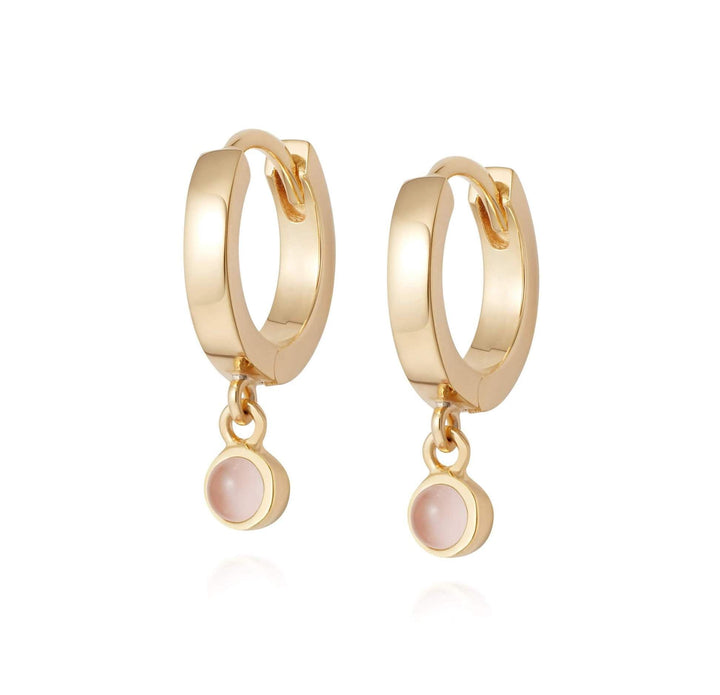 Daisy London 18ct Gold Plate Rose Quartz Healing Huggie Hoops - MococoDaisy LondonHE3005_GP5056104108956Earrings