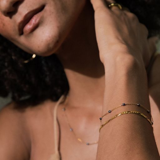 Daisy London 18ct Gold Plate Treasures Black Seed Pearl Chain Bracelet - MococoDaisy LondonTBR05_GPBracelets