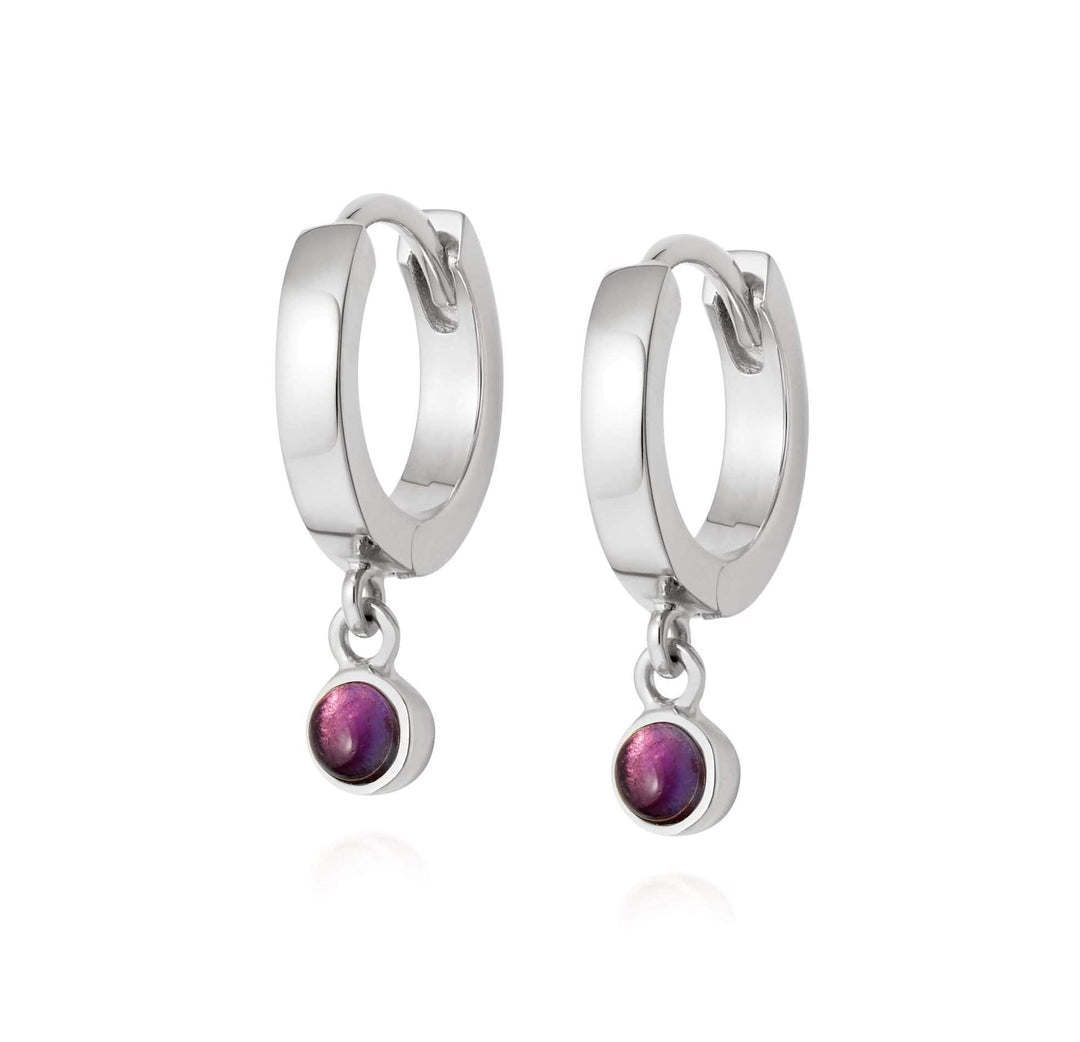 Daisy London Sterling Silver Amethyst Healing Huggie Hoops - MococoDaisy LondonHE3002_SLV5056104108888Earrings