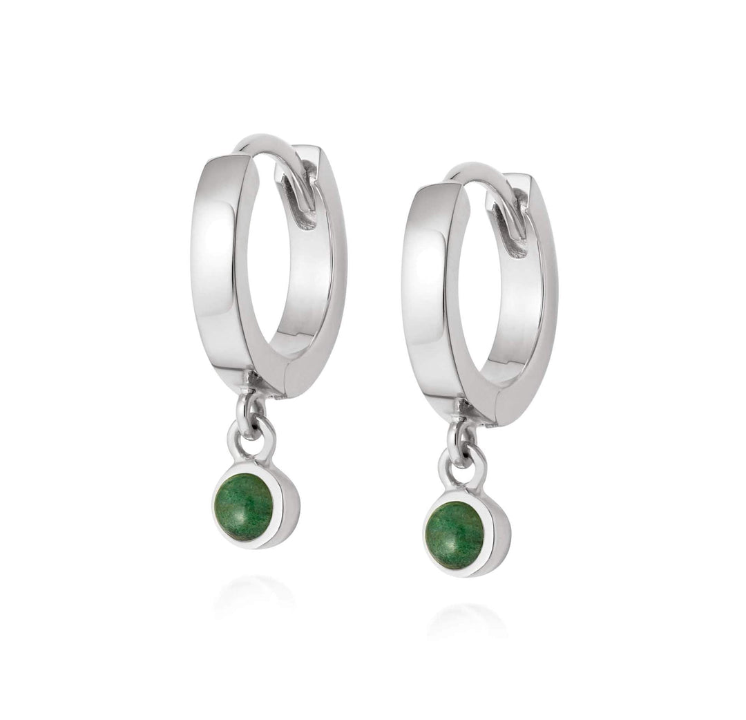 Daisy London Sterling Silver Green Aventurine Healing Huggie Hoops - MococoDaisy LondonHE3001_SLV5056104108864Earrings
