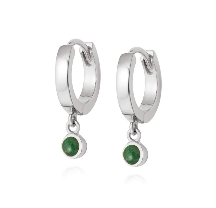 Daisy London Sterling Silver Green Aventurine Healing Huggie Hoops - MococoDaisy LondonHE3001_SLV5056104108864Earrings