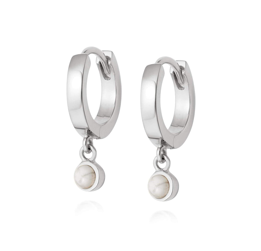 Daisy London Sterling Silver Howlite Healing Huggie Hoops - MococoDaisy LondonHE3006_SLV5056104108963Earrings