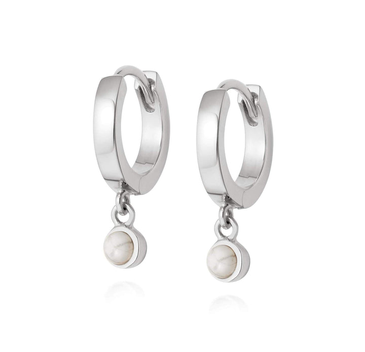 Daisy London Sterling Silver Howlite Healing Huggie Hoops - MococoDaisy LondonHE3006_SLV5056104108963Earrings