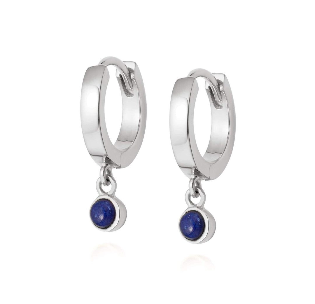 Daisy London Sterling Silver Lapis Healing Huggie Hoops - MococoDaisy LondonHE3004_SLV5056104108925Earrings