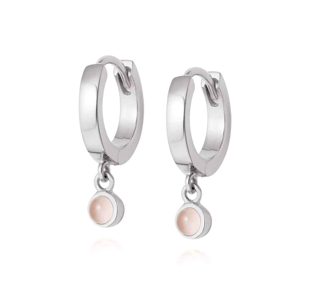 Daisy London Sterling Silver Rose Quartz Healing Huggie Hoops - MococoDaisy LondonHE3005_SLV5056104108949Earrings
