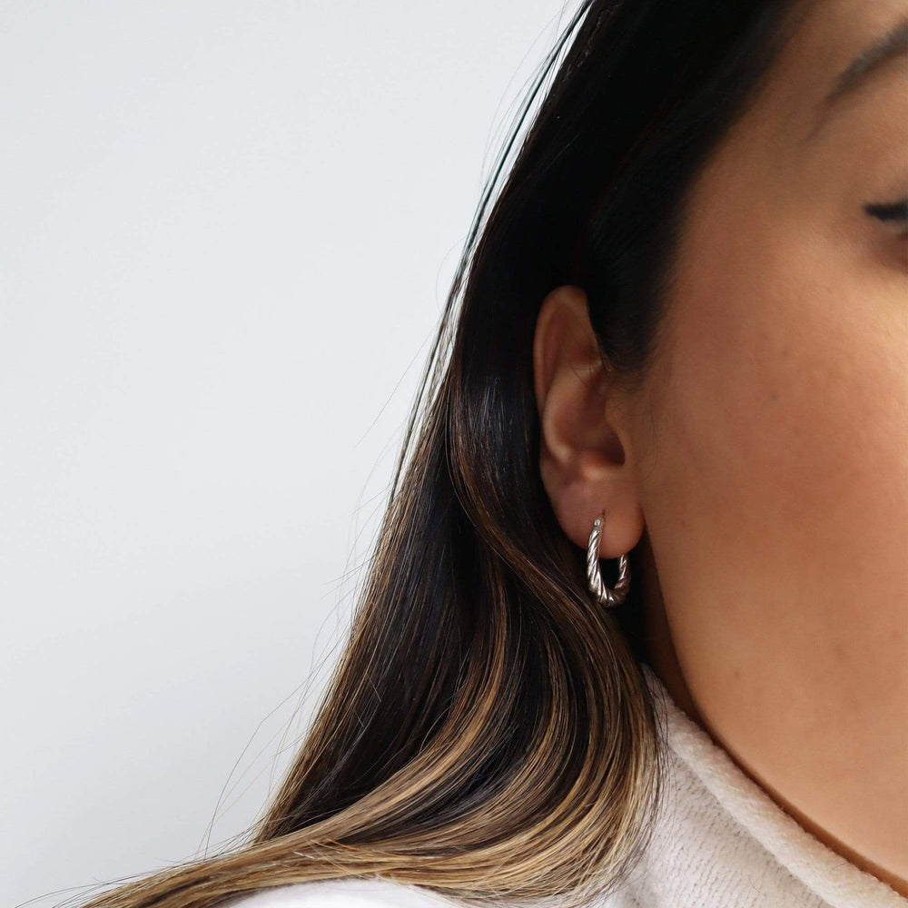 Daisy London Sterling Silver Stacked Rope Creole Hoop Earrings - MococoDaisy LondonEB8016_SLV5056104106358Earrings