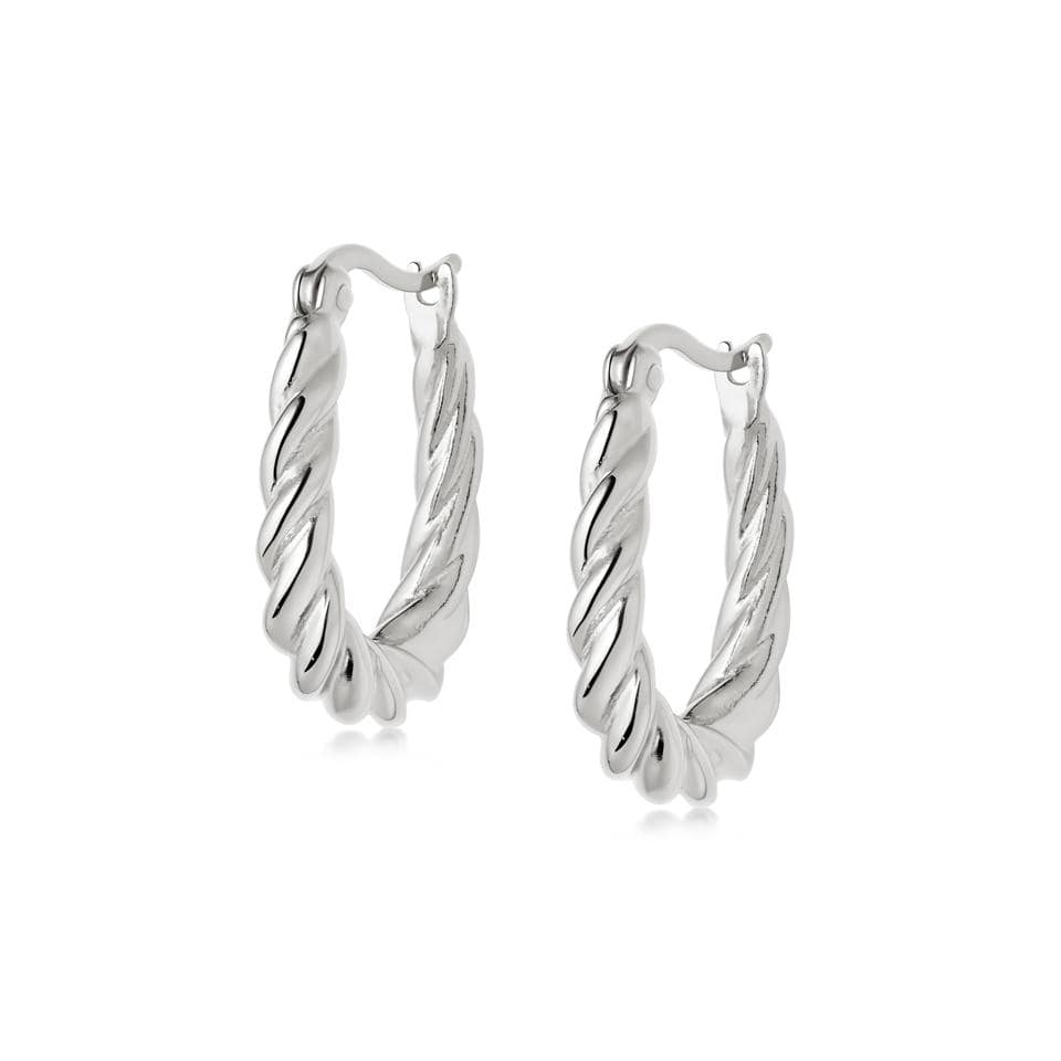 Daisy London Sterling Silver Stacked Rope Creole Hoop Earrings - MococoDaisy LondonEB8016_SLV5056104106358Earrings
