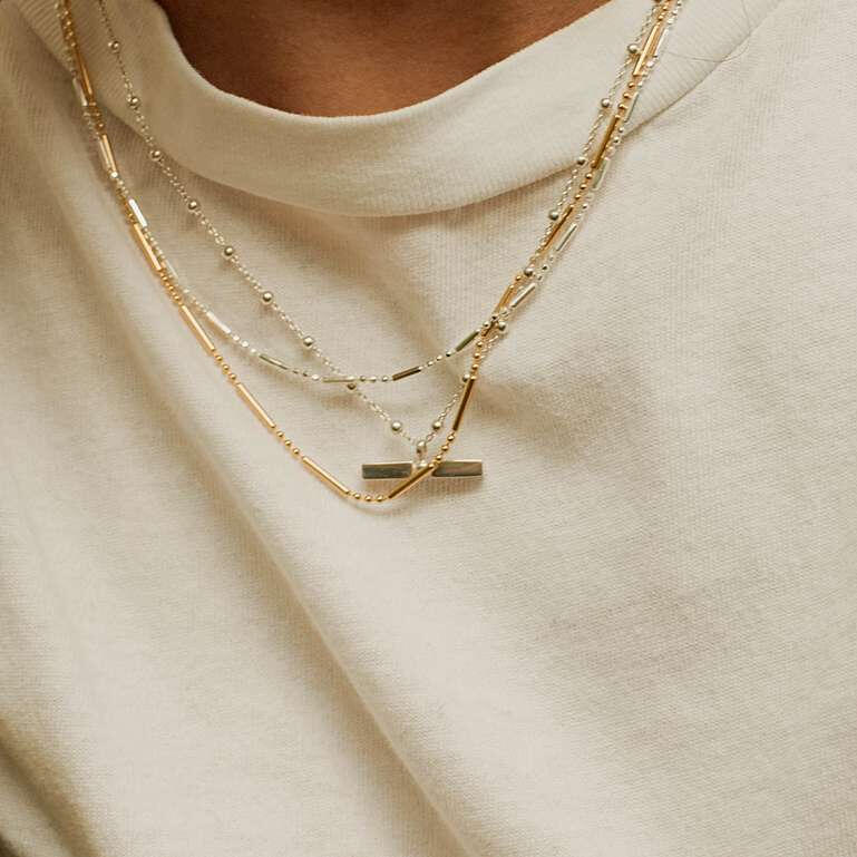 Daisy London Sterling Silver Stacked T Bar Necklace - MococoDaisy LondonNB8002_SLV5056104104071Necklace