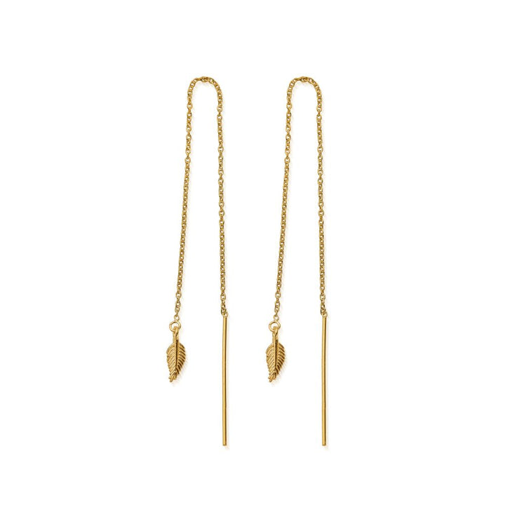 Chlobo Gold Feather Of Courage Pull Through Earrings