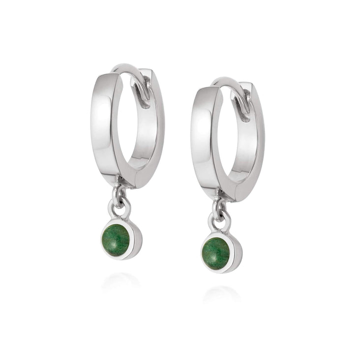 Daisy London Sterling Silver Green Aventurine Healing Huggie Hoops