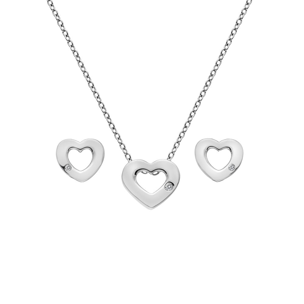 Hot Diamonds Silver Amulets Heart Set