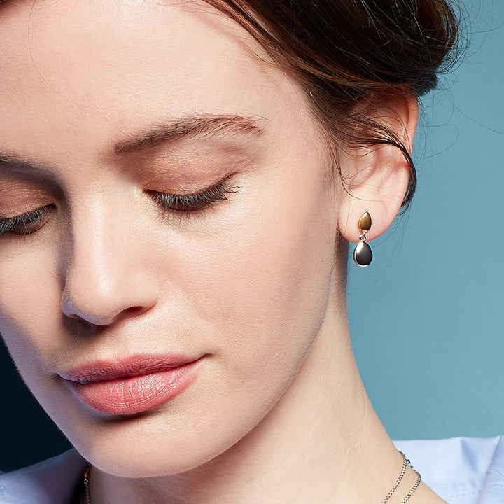 Kit Heath Two Tone Coast Pebble Golden Drop Earrings - MococoKit Heath60186GRP5038159160257Earrings