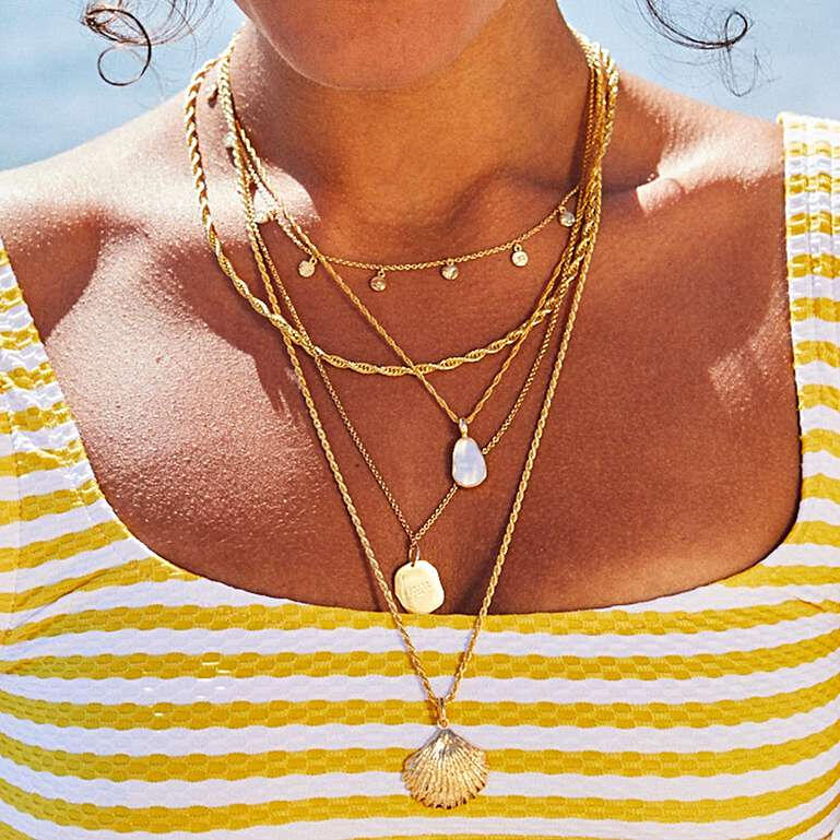 Daisy London Isla Fossil Charm Gold Necklace