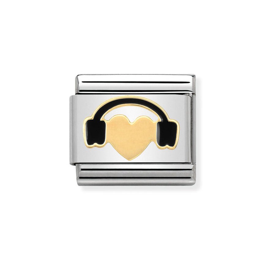 Nomination 18ct Gold Heart with Headphones Charm - MococoNomination030283/018033497342430Charms and Links