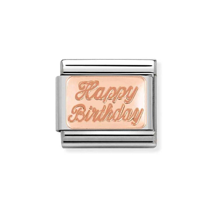 Nomination 9ct Rose Gold Happy Birthday Charm - MococoNomination430101/298033497409119Charms and Links