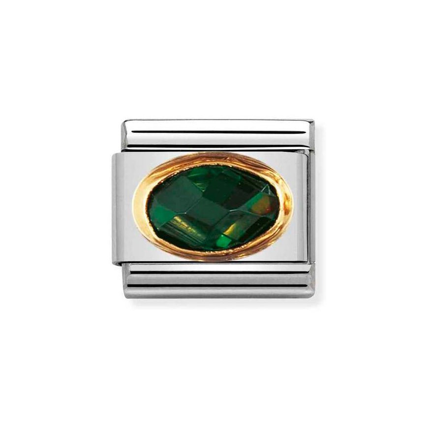 Nomination Classic 18ct Gold and Emerald Green CZ Charm - MococoNomination030601/0278033497165633Charms and Links