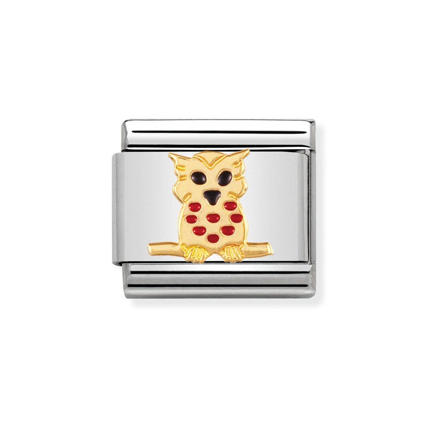 Nomination Classic 18ct Gold and Red Enamel Owl Charm - MococoNomination030211/108033497014702Charms and Links
