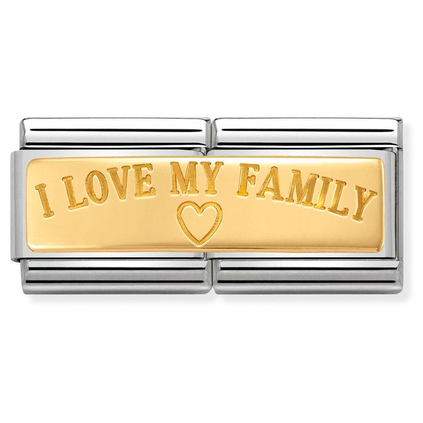 Nomination Classic 18ct Gold Double I Love My Family Charm - MococoNomination030710/038033497412027Charms and Links