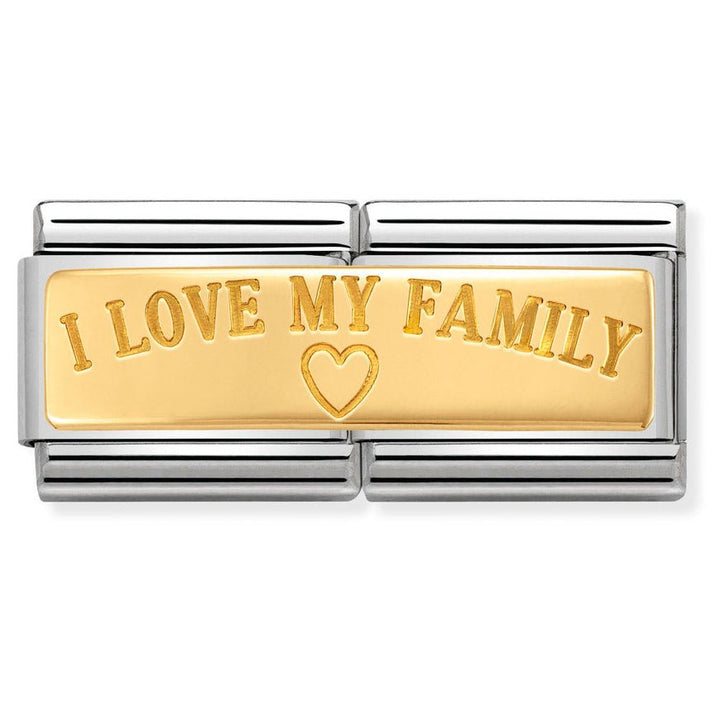 Nomination Classic 18ct Gold Double I Love My Family Charm - MococoNomination030710/038033497412027Charms and Links