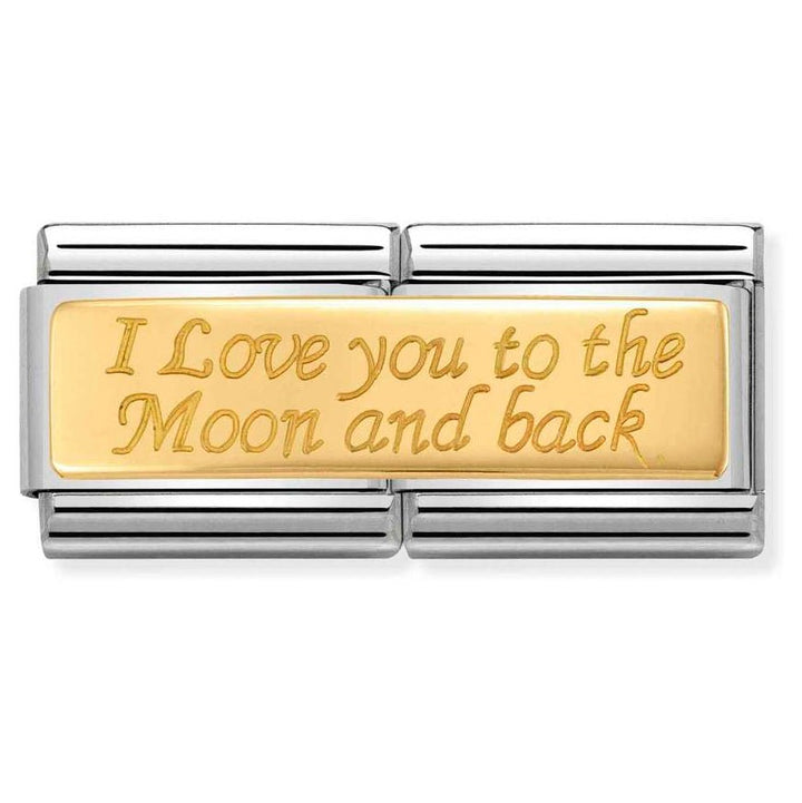 Nomination Classic 18ct Gold Double I Love you to the Moon &amp; Back Charm - MococoNomination030710/108033497429957Charms and Links