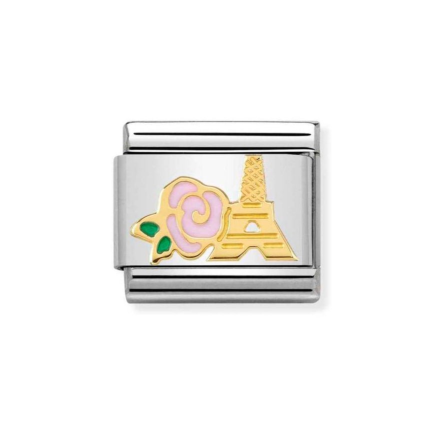Nomination Classic 18ct Gold Eiffel Tower and Pink Rose Charm - MococoNomination030285/398033497388377Charms and Links