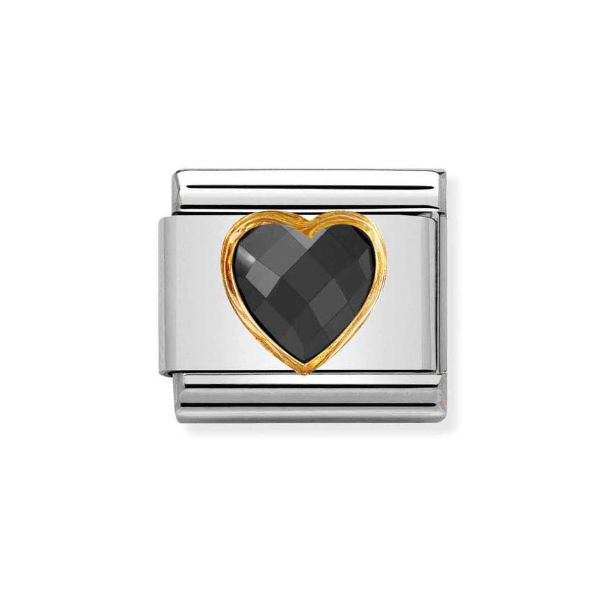 Nomination Classic 18k Gold Black Cubic Zirconia Heart Charm - MococoNomination030610/0118033497429902Charms and Links