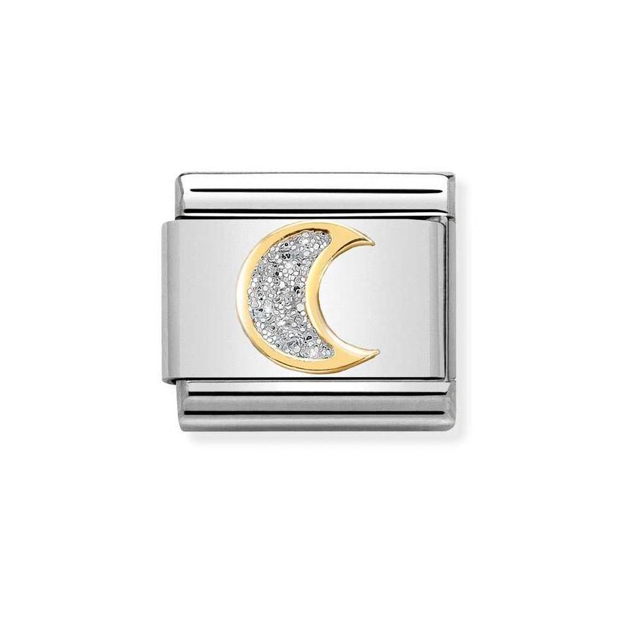 Nomination Classic 18K Gold Moon Silver Glitter Charm - MococoNomination030220/058033497491435Charms and Links
