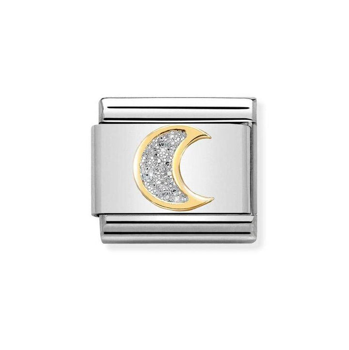 Nomination Classic 18K Gold Moon Silver Glitter Charm - MococoNomination030220/058033497491435Charms and Links