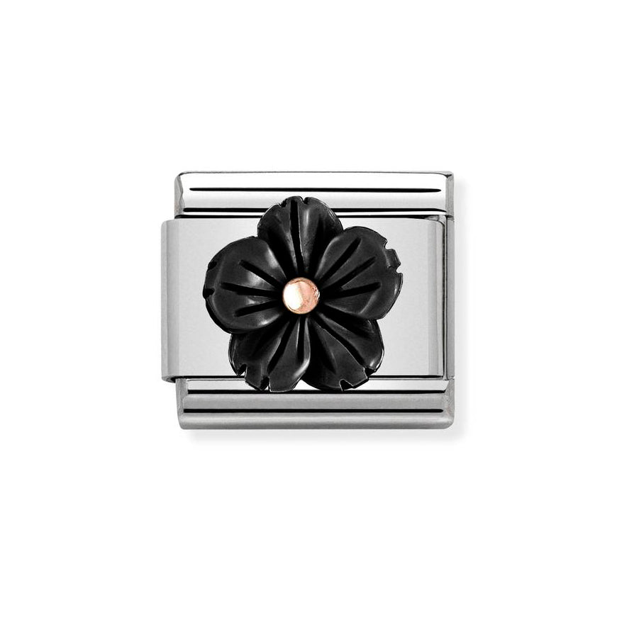 Nomination Classic 9ct Rose Gold Black Onyx Flower Charm - MococoNomination430510/018033497461322Charms and Links
