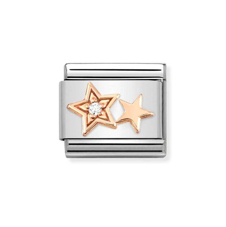 Nomination Classic 9ct Rose Gold CZ Double Star Charm - MococoNomination430305/358033497522016Charms and Links