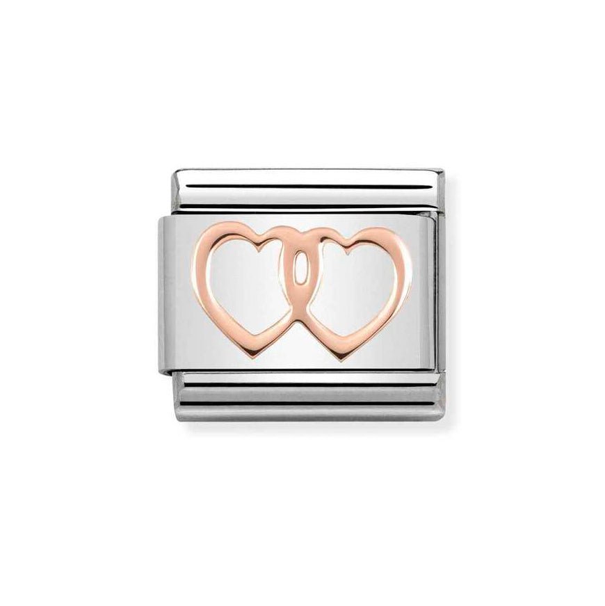 Nomination Classic 9ct Rose Gold Double Heart Charm - MococoNomination430104/088033497385451Charms and Links
