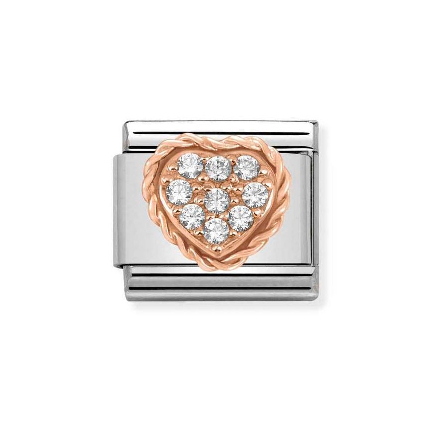 Nomination Classic 9ct Rose Gold Heart with White CZ Charm - MococoNomination430312/028033497453792Charms and Links