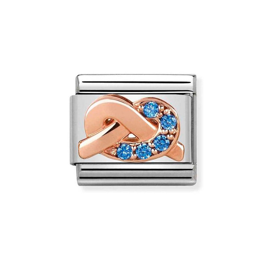 Nomination Classic 9ct Rose Gold Light Blue CZ Knot Charm - MococoNomination430302/108033497400000Charms and Links