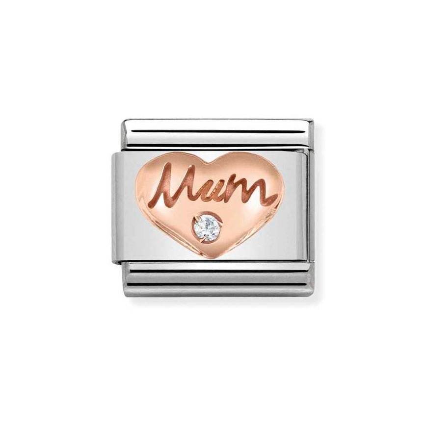 Nomination Classic 9ct Rose Gold & White CZ Mum Heart Charm - MococoNomination430305/108033497430748Charms and Links