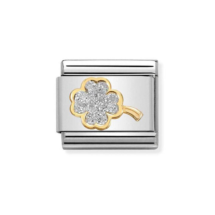 Nomination Classic Classic 18K Gold Four Leaf Clover Silver Glitter Charm - MococoNomination030220/038033497491411Charms and Links