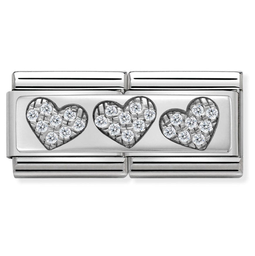 Nomination Classic Double Silver 3 Hearts Charm - MococoNomination330732/028033497412201Charms and Links