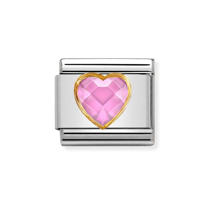 Nomination Classic Gold and Pink CZ Heart Charm - MococoNomination030610/0038033497429858Charms and Links
