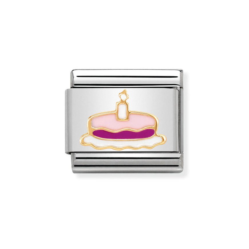 Nomination Classic Gold and Pink Enamel Celebration Cake Charm - MococoNomination030285/058033497346063Charms and Links