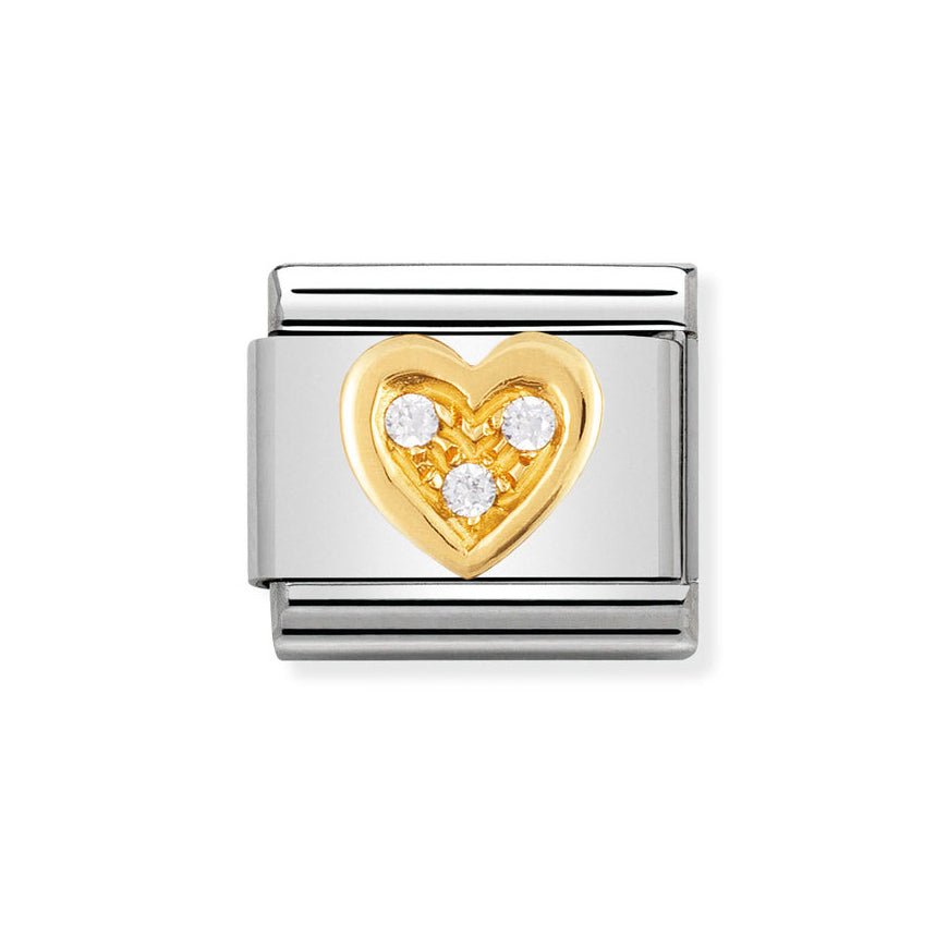 Nomination Classic Gold and White Cubic Zirconia Heart Charm - MococoNomination030311/118033497018540Charms and Links