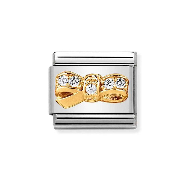 Nomination Classic Gold &amp; CZ Bow Charm - MococoNomination030322/338033497406514Charms and Links