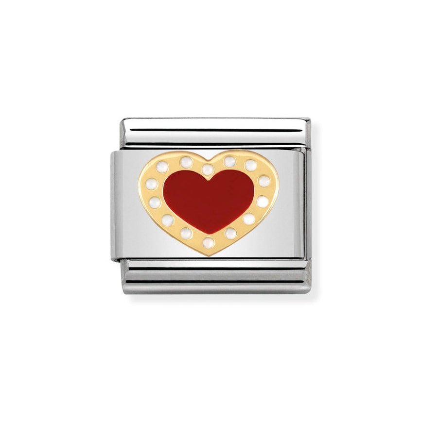 Nomination Classic Pois Golden Red Heart Charm - MococoNomination030283/048033497357403Charms and Links