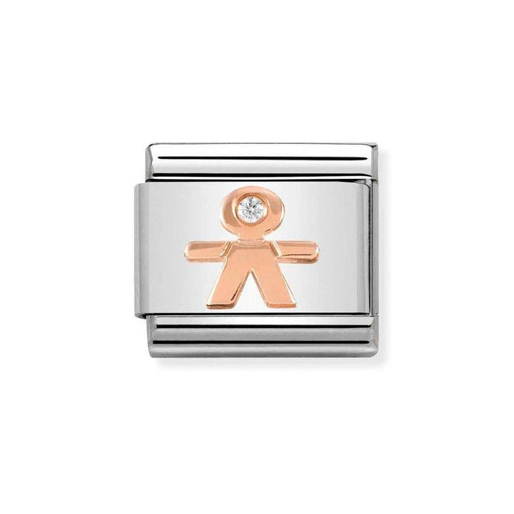 Nomination Classic Rose Gold Plated &amp; White CZ Little Boy Charm - MococoNomination430305/088033497430724Charms and Links
