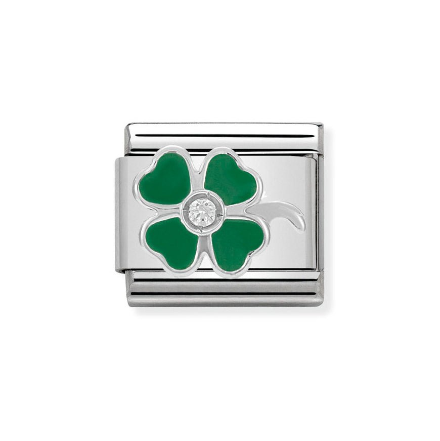 Nomination Classic Silver and Green Enamel Clover Charm - MococoNomination330305/138033497274250Charms and Links