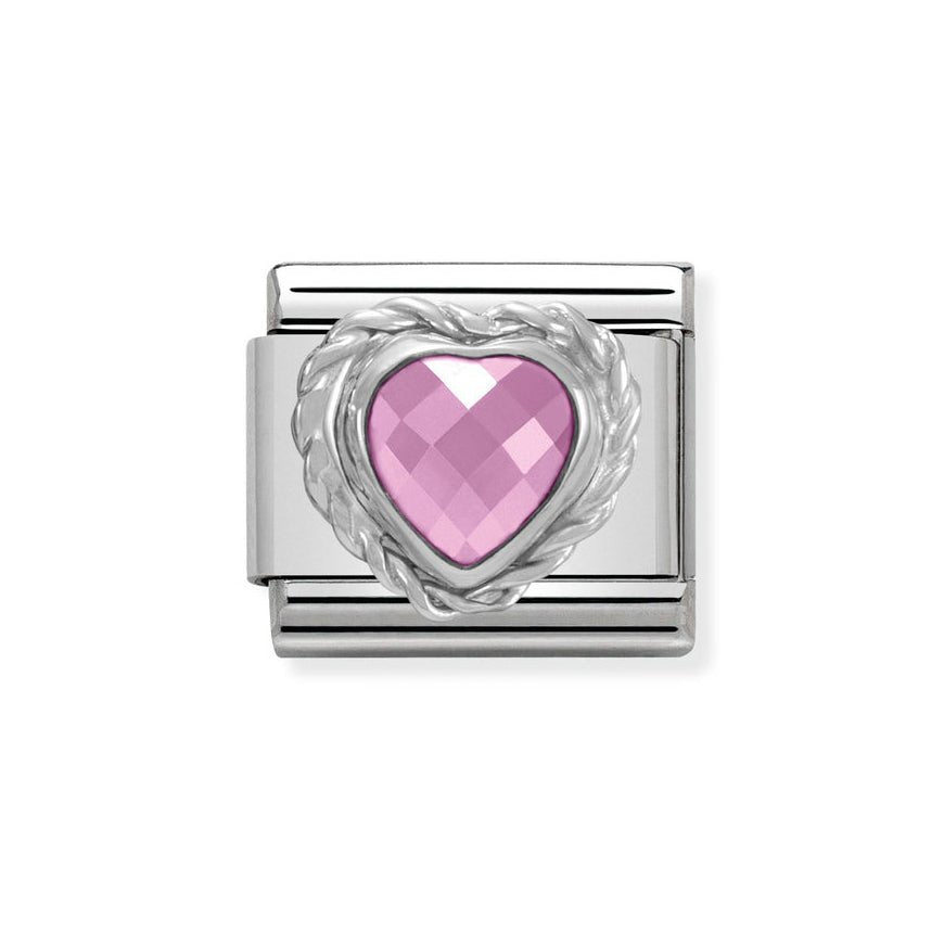 Nomination Classic Silver and Pink Faceted Heart Charm - MococoNomination330603/0038033497323293Charms and Links