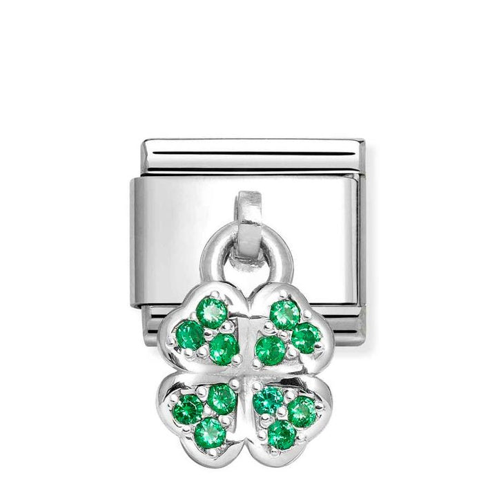 Nomination Classic Silver Dangle CZ Green Four - Leaf Clover Pendant Charm - MococoNomination331800/308033497537928Charms and Links