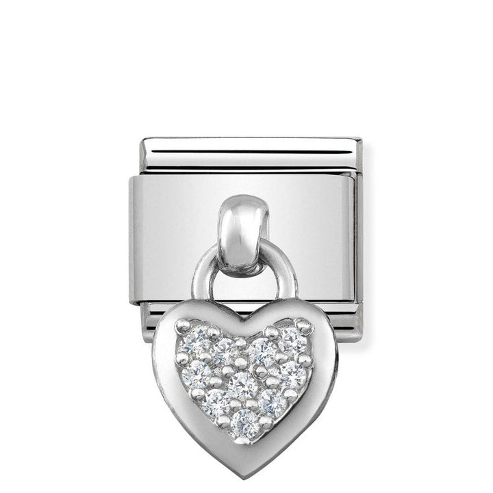 Nomination Classic Silver Dangle CZ Heart Pendant Charm - MococoNomination331800/018033497384560Charms and Links