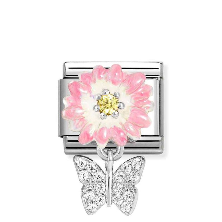 Nomination Classic Silver Enamel Flower And Cubic Zirconia Butterfly Charm - MococoNomination331814/088033497550309Charms and Links