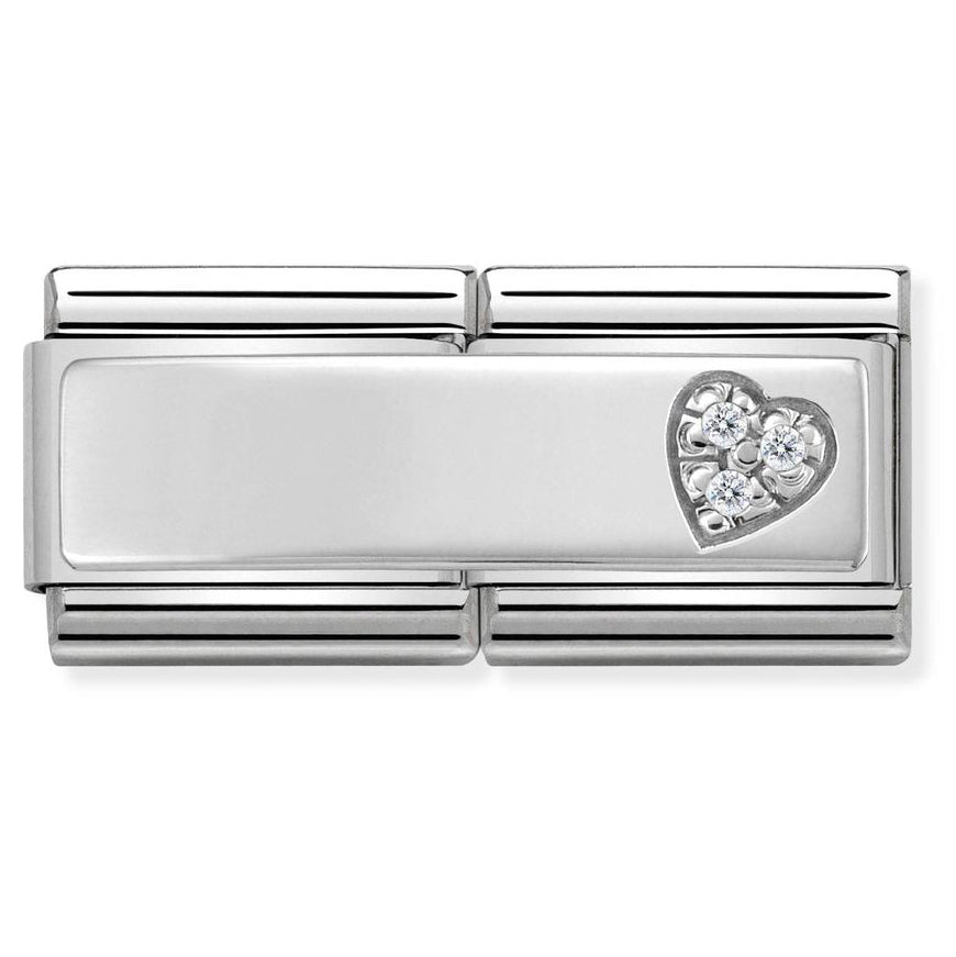 Nomination Classic Silver Engravable Double with CZ Heart Charm - MococoNomination330731/09/WEB8033497453600Charms and Links