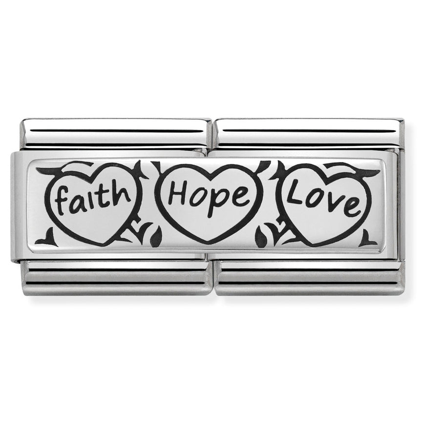 Nomination Classic Silver Faith, Hope and Love Double Charm - MococoNomination330710/118033497430175Charms and Links