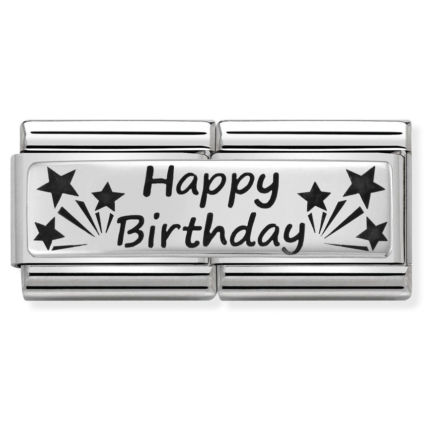 Nomination Classic Silver Happy Birthday Double Charm - MococoNomination330710/138033497430199Charms and Links
